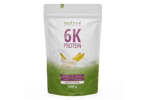 nutri+ Proteinpulver 6K - Veganes Eiweißpulver mit Bananengeschmack - Proteine - Hochwertige Mischung aus Soja-, Weizen-, Reis- und Erbsenprotein, ideal für Sportler zur Regeneration nach dem Training.