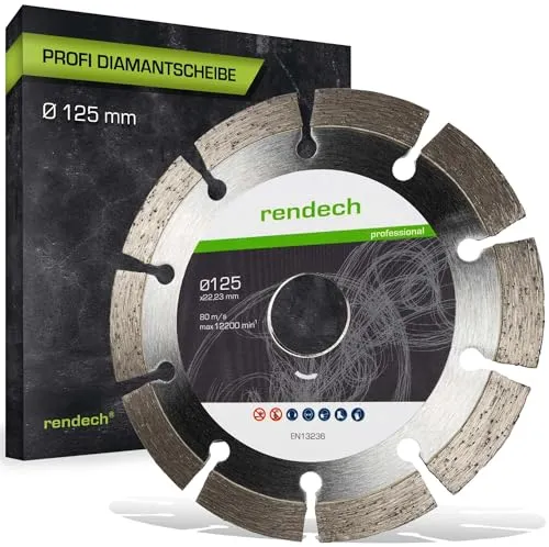 rendech® Profi Diamantscheibe 125mm für Stein, Beton, Granit, Ziegel uvm.