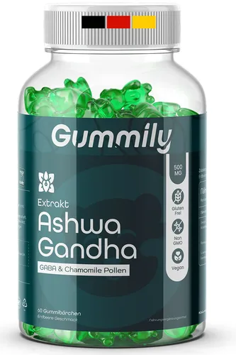 Gummily® Ashwagandha Gummies  1500 mg - LABORGEPRÜFT - Ashwagandhaextrakt, GABA & Kamillen-Extrakt