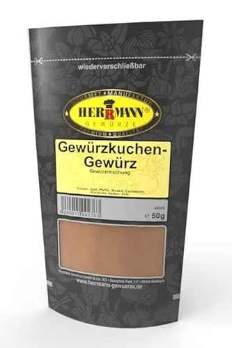 Gewürzkuchen-Gewürz 50g von Herrmann Gewürze - Kräuter und Gewürze für aromatischen Gewürzkuchen, glutenfrei und vegan, ideal für selbstgemachte Leckereien aus Deutschland.