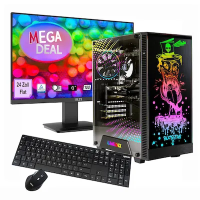 Hyrican GAMEMAX MegaDeal Rockstar SET2710 mit i5 und RTX 5060 - Leistungsstarker Desktop-Computer mit Intel Core i5 und 16 GB RAM. Perfekt für Gaming und Multimedia, inklusive 24