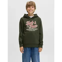 Jack & Jones Junior Kapuzensweatshirt JJELOGO SWEAT HOOD 2 COL AW25 NOOS JNR - Hoodie für lässige Looks, aus weicher Baumwollmischung, mit stylischem Print und Kängurutasche für hohen Tragekomfort und Bewegungsfreiheit.