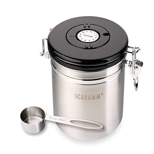 Schramm® Kaffeedose 1500 ml in 10 Farben mit Dosierlöffel Höhe: 15cm Kaffeedosen Kaffeebehälter aus Edelstahl, Farbe:silber