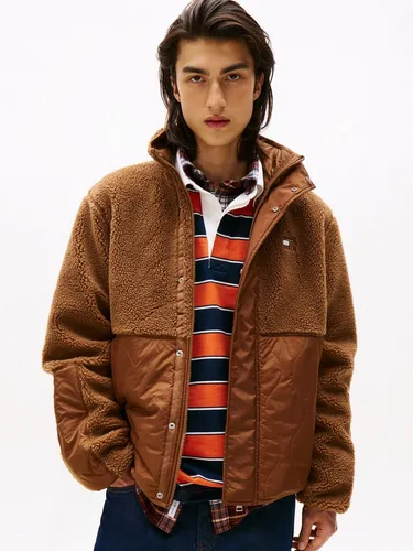Tommy Jeans Steppjacke TJM ESSENTL MIX TEDDY Übergangsjacke relaxed fit, mit Teddy Fleece, Stehkragen