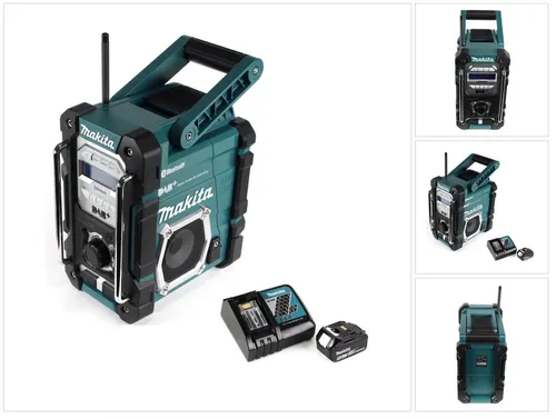 Makita DMR 112 Baustellen Radio mit Bluetooth und Akku - Robustes Baustellenradio mit DAB+, Bluetooth und USB-Anschluss. Ideal für den Einsatz auf der Baustelle – spritzwassergeschützt und mit vielseitiger Akku-Kompatibilität.