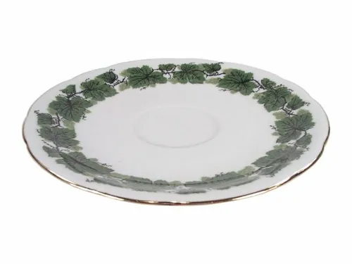 Espressotasse Untertasse  13 cm Triptis Porzellan Weinlaub Goldrand