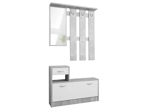 Produktbild WEBMARKETPOINT Garderobe Rudolf – Stilvolles Design in Beton/Weiß