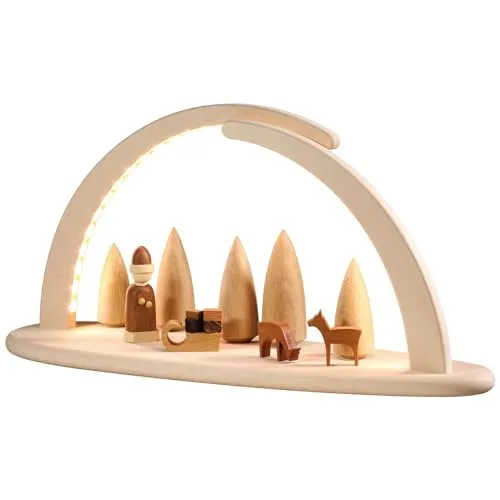 Seiffener Volkskunst eG LED Schwibbogen groß - Weihnachten - Schwibbogen für drinnen, mit warmweißem LED-Licht und USB-Anschluss, ideal zur stimmungsvollen Weihnachtsdekoration.