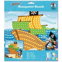 BASTELMAPPE MOOSGUMMI MOSAIK GLITTER BILD PIRAT BASTELN NEU