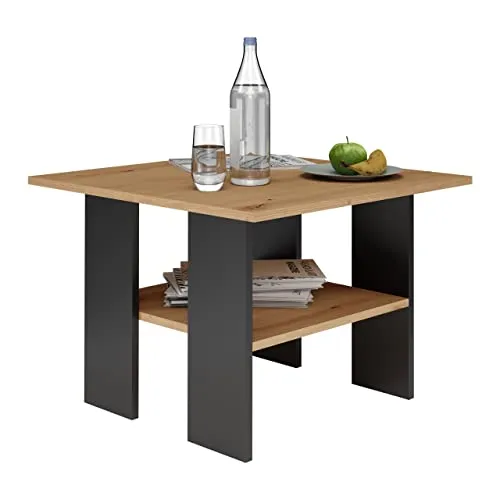 Home Collective Couchtisch Anthrazit-Sonoma Braun - Beistelltisch im Loft Design mit kratzfester Oberfläche, ideal für ein elegantes Wohnzimmer. Praktische Größe (60x60x45 cm) für vielseitige Einrichtungsmöglichkeiten.