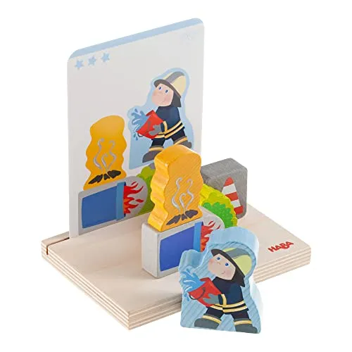 HABA 306706 - Stapelspielzeug Feuerwehr, Steck - & Stapelspiel ab 2 Jahren, Made in Germany