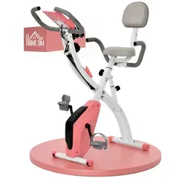 BAYMATE Heimtrainer 2-in-1-Klapp-Heimtrainer, 8-stufig einstellbarer Magnetwiderstand (leiser Heimtrainer mit Herzfrequenzsensor, Armbändern, LCD-Bildschirm, 2,5 kg Schwungrad, Pink) rosa
