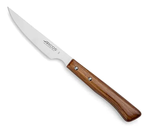 Arcos - Feststehendes Messer Lendentuch Aus Tisch 373200 Monoblock Aus Einem Stück Edelstahl 18/10 Mit Kontrolle Von Pressholz Und Klinge Von 11 Cm Im Karton