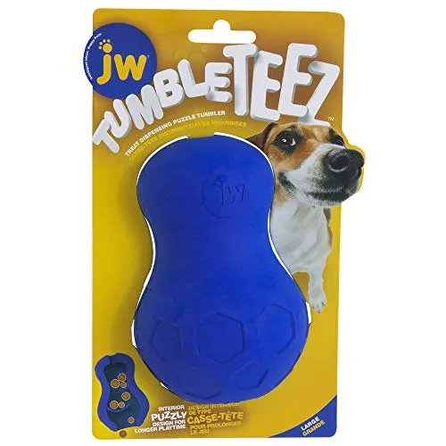 JW - Tumble Teez - Hundeleckerli-Spender - Dickes, Robustes, ungiftiges Gummi - Zur Beschäftigung von Hunden in Innenräumen - Große Größe - Blau