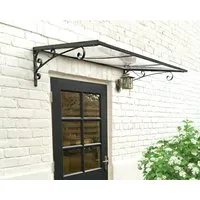 Palram - Canopia Vordach Venus 1350 | Anthrazit - Außenanbau: Extrem stabiles Vordach mit elegantem Design, 100% UV-beständige Acrylglasplatten und einfache Montage - ideal für Fenster, Türen und Fahrradunterstände.