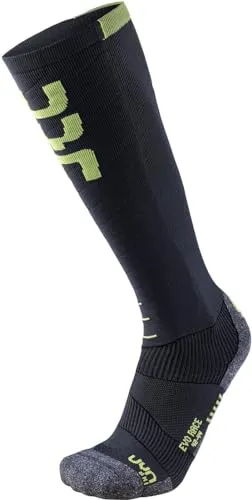UYN Herren Ski Evo Race Socke, Anthracite/Green Lime, 45/47 - Sportsocken mit Cool-air-flow für optimale Luftzirkulation und ergonomischer Kompression für hervorragende Unterstützung und Schutz beim Skifahren.