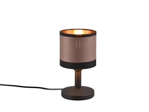 Kleine Tischleuchte mit Stoffschirm in Taupe/Gold, Touchfunktion - Tischlampen mit stylischem Taupe/Gold Stoffschirm, 22,5cm hoch und dimmbar in 3 Helligkeitsstufen dank innovativer Touchfunktion. Inklusive austauschbarer E14 LED für warmweißes Licht.