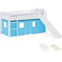 Homestyle4u Hochbett in Blau und Weiß