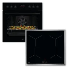 AH53B Herdset mit Induktionskochfeld - Sets mit Pyrolyse-Funktion und 10 Heizarten für präzises Kochen, eleganter Edelstahlrahmen für moderne Küchen.