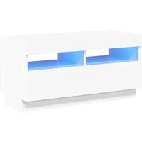 vidaXL TV-Schrank mit LED-Leuchten Hochglanz-Weiß 80x35x40 cm - TV-Halterung mit RGB-LED-Beleuchtung für einen modernen Look, bietet ausreichend Stauraum für Mediengeräte und ist leicht zu reinigen.
