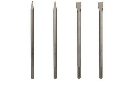Bosch Meißel-Set 4tlg. SDS-max-Aufnahme - 4-teiliges Meißel-Set mit 400 mm Flach- und Spitzmeißel, ideal für präzise Arbeiten in der Steinbearbeitung und robust für den professionellen Einsatz.