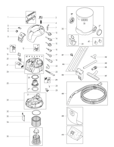 Makita Ersatzteile für Staubsauger VC3011L - Ersatzteile für Makita Staubsauger, hochwertige Feder für optimale Leistung, hergestellt in Deutschland.