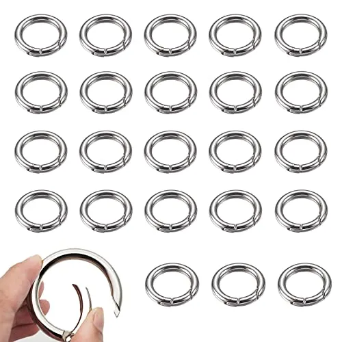 Stück Karabiner Rund 33mm Karabinerhaken Silber Schlüsselringe Klein, DIY Rund Karabinerhaken für Bastelarbeiten und Taschenzubehör 24
