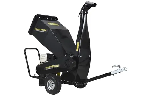 Profi Benzin Holzhäcksler Asthäcksler Gartenhäcksler Schredder 14 PS für Äste und Holz bis 100 mm - mit Kugelkopfkupplung für Quad und Rasentraktor - inkl. E-Start