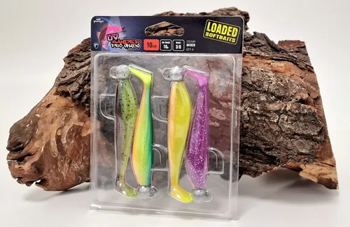 Fox Rage Ultra UV Zander Pro Shad 10cm Mixed UV Colour Pack Loaded 10g 3/0 SALE