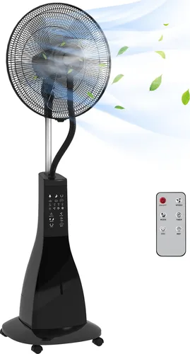 HOMCOM Standventilator mit Wasser, Nebel Ventilator mit Fernbedienung Schwarz
