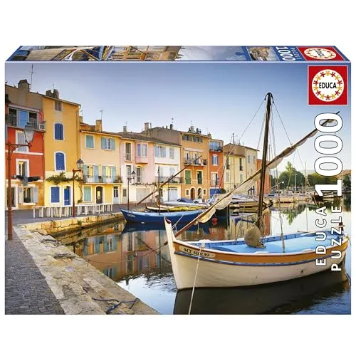Educa - Puzzle von 1000 Teilen für Erwachsene | Hafen von Martigues, Provence. Messen: 68 x 48 cm. Beinhaltet die puzzlekleber FixPuzzle. Seit 14 Jahren (19928)