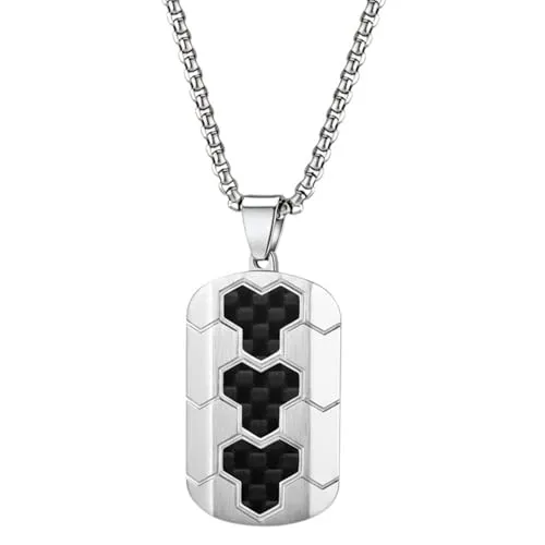 Karma NH11504168 Halskette mit Anhänger Silber od. Schwarz Herren Edelstahl 60 cm Kette Herrenschmuck Männer Herrenhalskette modern Geschenk für Ihn wasserfest hypoallergen Edelstahlkette (Silber)