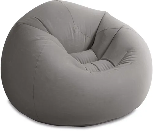 Intex Luftsessel BeanLess Bag grau - Luftbetten, selbstaufblasender Sessel mit bequemer Form und idealer Größe für drinnen und draußen.