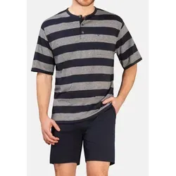 hajo Herren Shorty Klima-Light N- Marine/Graumelan, Größe 52 - Schlafanzüge für Herren, bügelfrei und atmungsaktiv für optimalen Komfort in der Nacht.