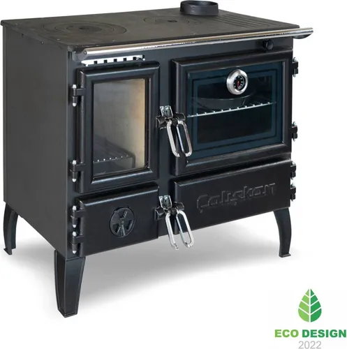 EEK A - Premium-Holzherd Modell 214 mit 6,42kW - Gusseisen-Kochfläche - Sonstige Gartenmöbel - Energieeffizienter Küchenofen mit 77,85% Wirkungsgrad, ideal zum Kochen und Heizen ohne Strom oder Gas. Inklusive großem Backfach und praktischem Aschefach für einfache Handhabung.