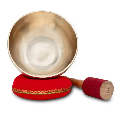 XDrum Klangschalen Therapeutic Klangschale Ton E - 1000g Komplett Set - Klangschalen für Nabel-Chakra (Manipura), handgemacht aus Bronzelegierung, ideal zur Harmonisierung von Körper und Geist!