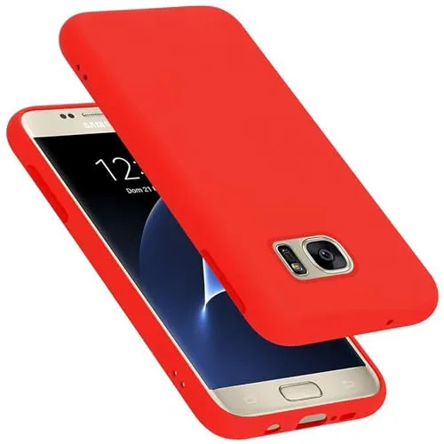 Cadorabo Hülle kompatibel mit Samsung Galaxy S7 Hülle Silikon Handyhülle für Galaxy S7 Case aus flüssigem Silikon- Kratzfeste und stoßfeste dünne TPU Schutzhülle - Liquid ROT
