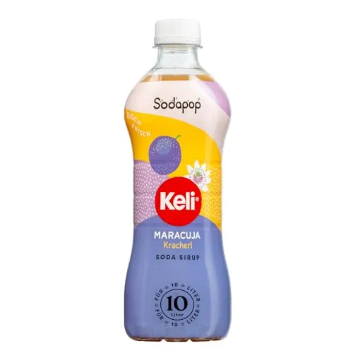 Sodapop Keli Sirup Maracuja, fruchtiges Getränkekonzentrat, kalorienarm, 1 Flasche ergibt 10 L Fertiggetränk, 500 ml