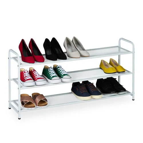 Schuhregal Schuhorganizer 3 Ablagen aus Metall - Schuhaufbewahrung mit 3 Regalfächern, ideal für 11-15 Paare. Freistehendes Design aus robustem Stahl, perfekt für Ordnung in jedem Raum.