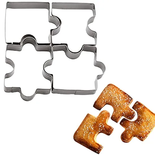 Keksausstecher Puzzle 4 Stück, Plätzchenausstecher, Cookie Cutter, zum Ausstechen von Plätzchen, Keksen, Fondant