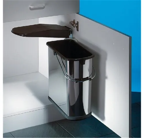 Naber Vario 4 Abfallsammler, Edelstahl - Platzsparender Mülleimer - Haushaltszubehör, ideal für Drehtürenschränke ab 45 cm Breite mit 19 Litern Abfallvolumen und cleverer Schwenktechnik für einfache Nutzung.