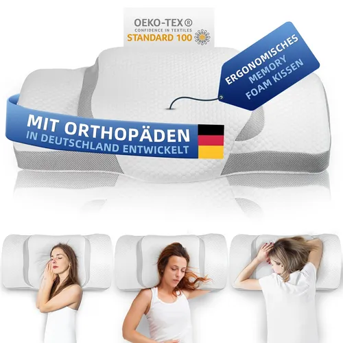 Ergonomisches Memory Foam Kopfkissen in blau von Memory