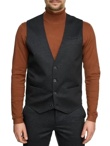 JEFF Herren JFTom Weste mit 4-Wege-Stretch-Ponti Roma | Elegante Anzugweste - Stylische Herrenweste in Mini-Check mit 4-Wege-Stretch für optimalen Tragekomfort. Ideal für festliche Anlässe und den modernen Look. Hochwertiges Material und durchdachte Details sorgen für einen perfekten Auftritt.