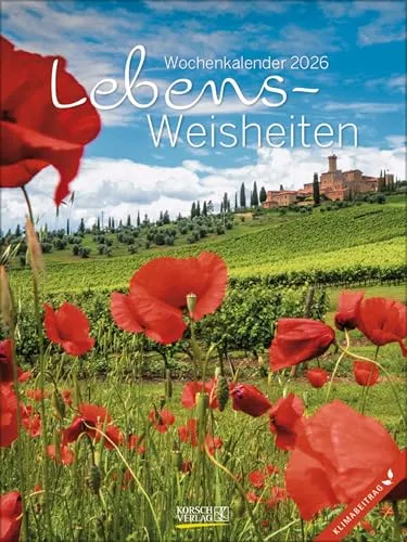 Verlag Korsch Literaturkalender Lebensweisheiten 2026 - Kalender mit literarischen Zitaten für jede Woche, fördert Lebenshilfe und Persönlichkeitsentwicklung, ideal für Inspiration im Alltag.
