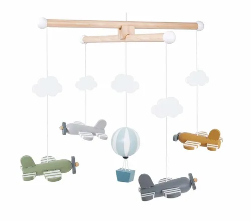 JaBaDaBaDo T274 Mobile Flugzeuge, Holz - Baby Mobiles mit bezaubernden Flugzeugen und Wolken, die die Sinne Ihres Kindes stimulieren. Ideal zum Aufhängen über dem Bett oder Wickeltisch.