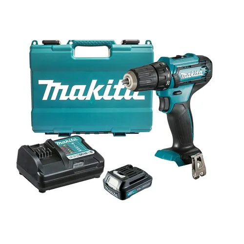 Makita DF333DWY 12 V Max Akku-Bohrschrauber - Akkuschrauber im kompakten Design, nur 179 mm lang, mit ergonomischem Griff für weniger Ermüdung. Ideal für präzise Arbeiten in engen Räumen.