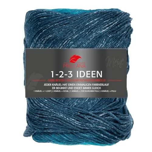 Pro Lana 1-2-3 IDEEN 100 g Häkelwolle, 315 m (Weiches Sommergarn mit frischem einmaligen Farbverlauf), 100 g