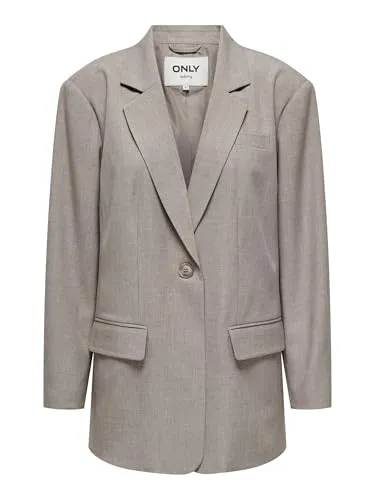 ONLY ONLLINDA LS BOYFR MEL BLAZER TLR NOOS - Damen Blazer in Beige - Stylischer ONLY Longblazer für Damen in meliertem Beige. Oversize-Schnitt mit tiefem V-Ausschnitt und Reverskragen. Ideal für Büro und Freizeit – bequem und modisch zugleich!