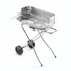 Edelstahl Grill 60x40 Cm Pro Mit Klappbarem Wagen Und Verstellbarer Grillfläche