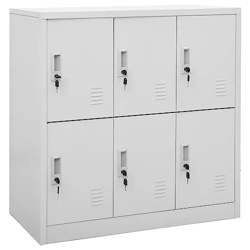 vidaXL Schließfachschrank Set 2X - Hellgrau - Aufbewahrungsschränke aus langlebigem Stahl, mit Schlössern für sichere Aufbewahrung und modernem Design, ideal für Schulen und Büros.